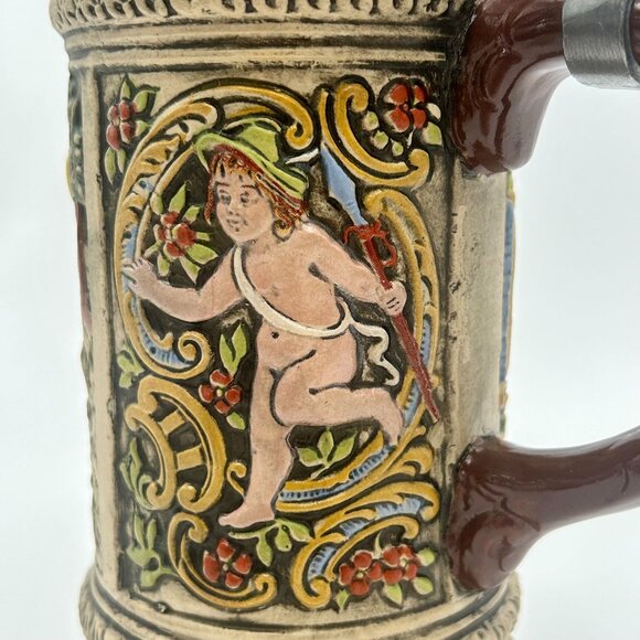 Vintage Genuine Gerz German Beer Stein With Fox Lid & Intricate Hunt Scene - Picture 9 of 10